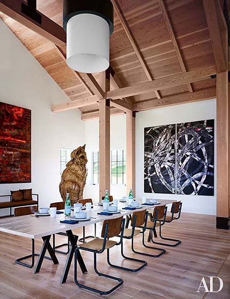 Martha’s Vineyard home designed for an art collector Ashe Leandro, Studio Table, Martha's Vineyard, Art Photos, Modern Dining Room, Animal Sculptures, Dining Room Design, Architectural Digest, Dining Room Sets