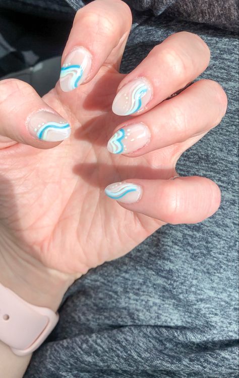 Trending Nail Ideas, Wavy Nails, Teal Acrylic Nails, Nail Art Fall, Trending Nail Art, Spring Nails 2023, Hawaii Nails, Cruise Nails, Florida Nails