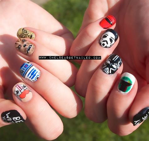 Star Wars Nail Art, Star Wars Nails, Star Wars Makeup, Nail Art Simple, Happy Star Wars Day, Art Geek, Star Wars Day, Disney Nails, Star Wars Inspired