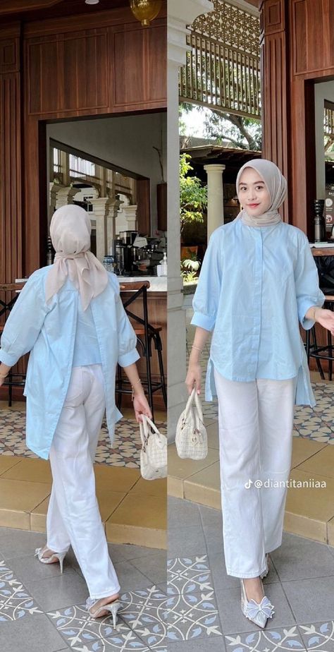 #hijab #hijabers #indonesia #hijabfashion #gamis #hijabstyle #muslimah #gamissyari #hijabsyari #jakarta #jilbab #malaysia #syari #bandung #fashion #like4like #likeforlike #ootd #muslim #islam #taiwan #gamismurah #hijrah #love #khimar #hijabmurah #bisnisonline #medan #dress #hongkong Mom Clothing Style, Ootd Korean Style Hijab, Ootd Kondangan Hijab Styles Casual, Kulot Pants Outfit Hijab Casual, Outfit Celana, Korean Style Hijab, Kulot Pants, Outfit Ngampus, Blue Hijab