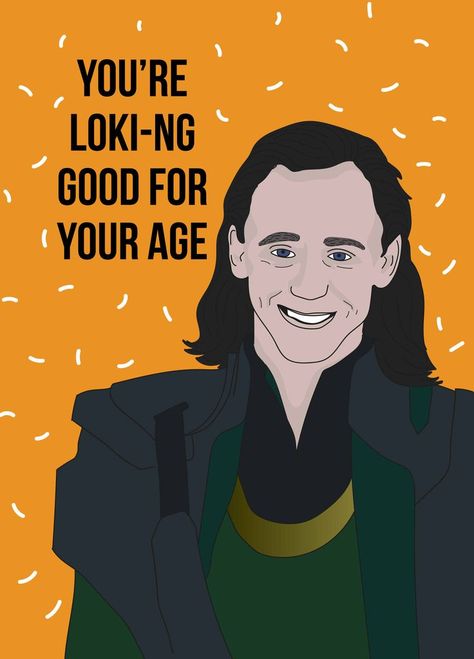 Loki Birthday, Marvel Birthday, Hilarious Birthday Cards, Orange Birthday, Marvel Cards, Funny Marvel, Birthday Ideas For Her, Birthday Card Drawing, Birthday Crafts