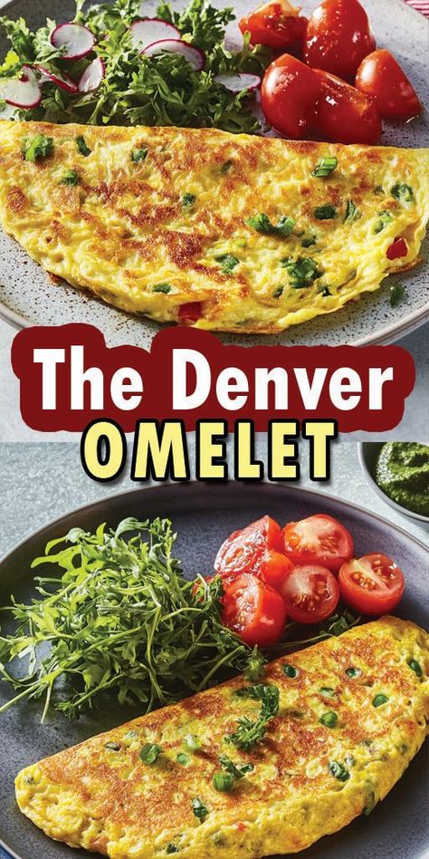 Ingredients: 3 large eggs 1/4 cup diced cooked ham 1/4 cup diced green bell pepper 1/4 cup diced onion 1/4 cup shredded cheddar cheese 1 tablespoon butter Salt and pepper to taste #omelete #easyrecipes #camilarecipes Pepper And Onion Omelette, Meat Omelette Recipe, Quick Brunch Recipes, Denver Omelet, Omlet Recipes, Quick Brunch, Cooked Ham, Cheese Omelet, Healthy Dinner Options