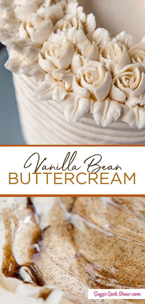 Super easy vanilla bean buttercream that's smooth & creamy and comes together super fast! Anyone can make this! The only buttercream frosting you will need! Vanilla Bean Frosting, Vanilla Bean Buttercream, Easy Buttercream Frosting, Cake Pan Sizes, Sugar Geek, Lemon Buttercream Frosting, Frosting Recipes Easy, Cake Frosting Recipe, Lemon Buttercream