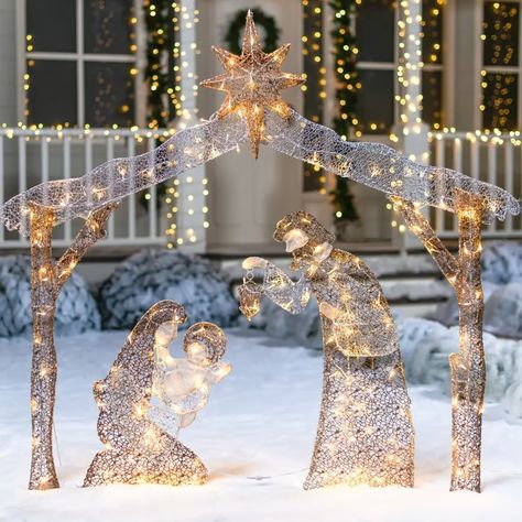 Outdoor Christmas Decorations - Payhip Jesus Christmas Decorations, Blow Up Christmas Decorations, Outdoor Nativity Sets, Holiday Yard Decor, Jesus Was Born, Outdoor Nativity Scene, Icicle Christmas Lights, Front Yard Decor, Outdoor Nativity