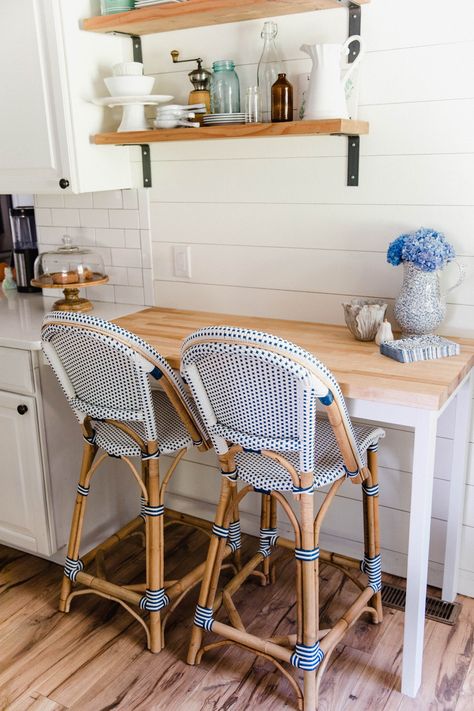 Small Breakfast Nook, Cheap Breakfast, Breakfast Nook Table, Lauren Mcbride, Nook Table, Kitchen Wall Shelves, Kitchen Updates, Small Kitchen Tables, Breakfast Nooks