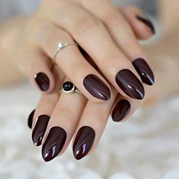 Short Almond Nails, Dark Nails, Clean Nails, Brown Nails, Star Nails, False Nail, Nail Kit, Pure Color, Chrome Nails