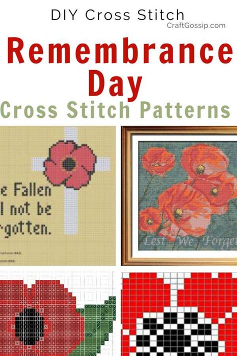 Cross-Stitch Poppies for Remembrance Day – Cross-Stitch Crochet Remembrance Poppy, Remembrance Day Cross Stitch, Cross Stitch Poppy, Poppy Pictures Remembrance, Poppy Cross Stitch Pattern, Cross Stitch Poppy Pattern, Pansy Cross Stitch Pattern, Flanders Field Poppies, Honoring Veterans