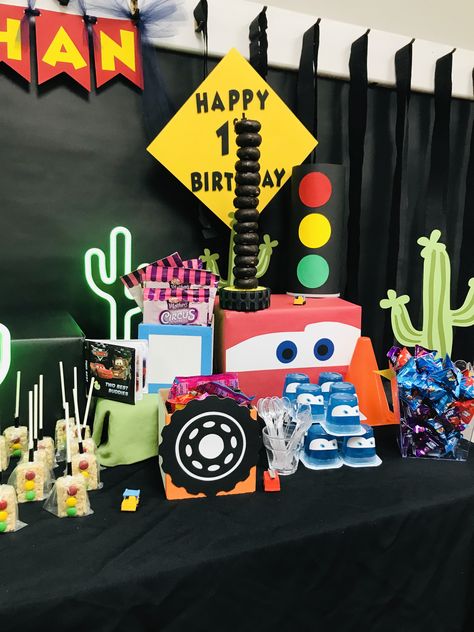 Disney Cars Party, Cars Party, Candy Table, Disney Cars, Birthday Cake, Candy, Cars, Cake, Disney