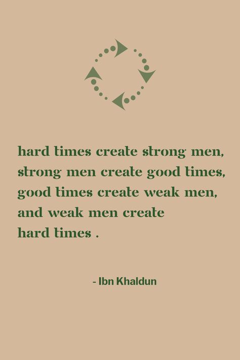 Ibn Khaldun Quotes, Tough Times Create Strong Men, Hard Times Create Strong Men Quote, Hard Times Quote, Weak Men Quotes, Strong Man Quotes, Nice Sentences, Ibn Khaldun, Hard Times Quotes