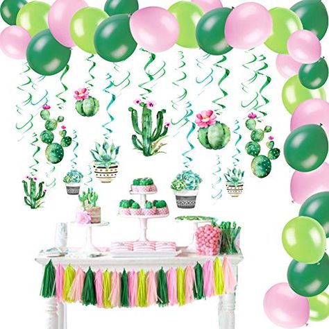 Summer Fiesta Party, Paper Tassel Garland, Cactus Party Decor, Kids Party Balloons, Fiesta Party Supplies, Boy Birthday Decorations, Fiesta Theme Party, Cactus Party, Mexican Party Theme