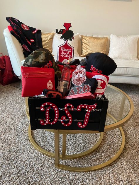 Delta Sigma Theta Crossing Gift Ideas, Delta Sigma Theta Gifts Basket, Delta Sigma Theta Apparel, Sister Hood, Delta Sigma Theta Gifts, Gift Crates, Sorority Paddles, Personalised Gifts Diy, Delta Sigma Theta Sorority