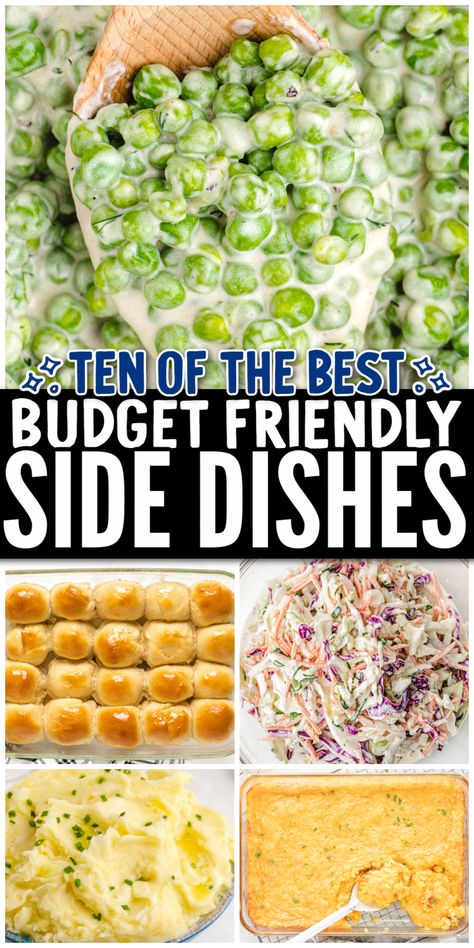 Dinner isn't ready to serve until you have one of these delicious side dishes ready to add to the table! From corn casserole and creamed peas, to one hour dinner rolls and ambrosia salad, there is something on this list for all of your family meals. Easy Cheap Side Dishes, Easy Party Side Dishes, One Hour Dinner Rolls, Quick And Easy Side Dishes, Cheap Side Dishes, Hamburger Side Dishes, Easy Dinner Side Dishes, Buttery Corn, Easy Corn Casserole