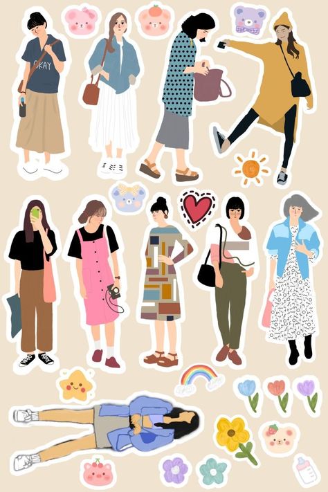 Aesthetic | Stickers | Journaling #sublimationdesigns #sublimationclipart #printablesublimation #freesublimationdesigns #sublimationbundle #hugesublimationbundle #printableillustrations Journal Ideas Stickers Photo, Aesthetic People Stickers Printable, Free Stickers Printables Aesthetic, Journal Girl Stickers, People Stickers Printable, Aesthetic Designs For Journals Printable, Stiker Aesthetic Printable, Vintage Girl Stickers, Aesthetic Girl Stickers