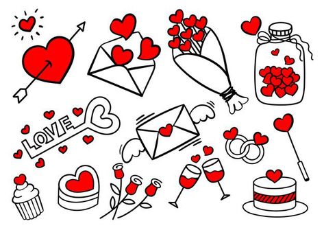 Valentines Design Ideas, Valentines Day Doodles, Valentine Drawing, Valentine Doodle, Valentine's Day Illustration, Valentines Day Drawing, Diy Photo Book, Birthday Gifts For Boyfriend Diy, Easy Love Drawings