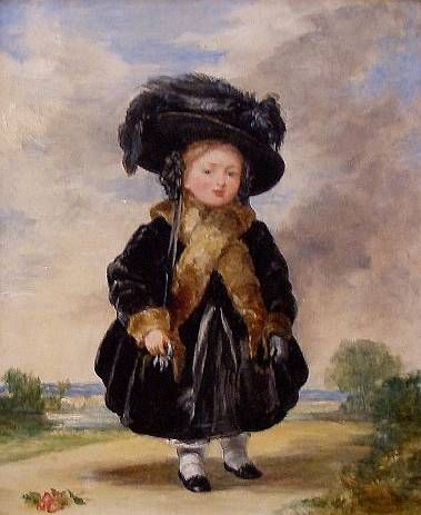 Princess/Queen Victoria Aged 4, 1823. Stephen Poyntz Denning (1821-1864) 1823 Oil on canvas Reproduction of the painting kindly permitted by the Dulwich Picture Gallery, London. Little princess was "often to be seen walking in Kensington Gardens." This picture certainly sums up the formality of her early life at Kensington Palace, where her father the Duke of Kent had been granted apartments. Stephen Poyntz Denning served as Curator of the Dulwich Picture Gallery from 1821 to 1864. Dulwich Picture Gallery, Queen Victoria Family, Queen Victoria Prince Albert, Famous Historical Figures, Google Art Project, Queen Of England, Royal Baby, Prince Albert, Princess Victoria