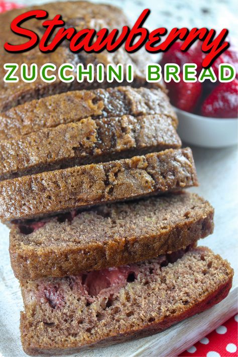 Cheesecake Zucchini Bread, Strawberry Zucchini Bread Recipes, Strawberry Zucchini Muffins, Strawberry Zucchini Cake, Rhubarb Zucchini Bread, Strawberry Zucchini Bread, Strawberry Zucchini, Zucchini Dessert, Canned Zucchini