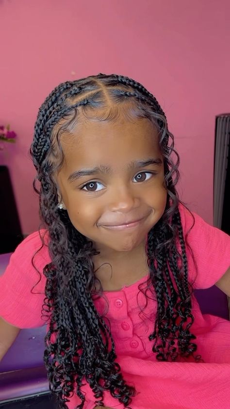 ThePinkyAffect | RoRoooo 🌸🌸 Alicia Keyz x boho 💞💞💞 | Instagram Boho Braids Kids Black, Boho Braids For Kids, Birthday Hairstyles For Black Kids, Boho Braids Kids, Braids For Birthday, Kids Boho Braids, Curly Hairstyles Kids, Baby Girl Hairstyles Curly, Kids Box Braids