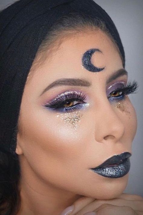 Midnight Maven Pretty Witch Makeup, Witch Makeup Ideas, Witchy Makeup, Pretty Witch, Halloween Makeup Witch, Natural Brunette, Makeup Ideas For Halloween, Makeup Bridesmaid, Silver Eyeshadow