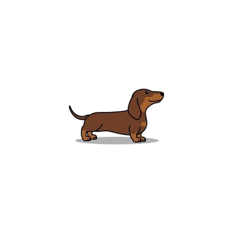 Cartoon Dachshund Drawings, Daschund Doodles, Wiener Dog Illustration, Weiner Dog Aesthetic, Kawaii Dachshund, Dachshund Sticker, Arte Dachshund, Dachshund Drawing, Dog Chocolate