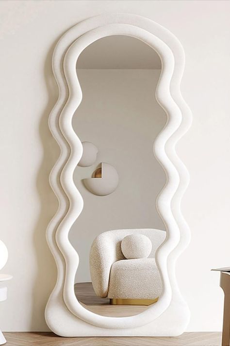 Funky Mirrors, Arched Floor Mirror, Full Length Mirror Stand, Wavy Mirror, Wooden Mirror Frame, Mirror Room, Full Body Mirror, Large Wall Mirror, Inspire Me Home Decor