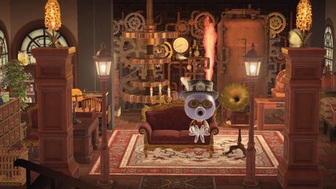 Acnh Train Station Design Code, Steampunk Animal Crossing, Acnh Steampunk, Acnh Spring, Ac Ideas, Steampunk Animals, Acnh Inspo, Lancaster, Animal Crossing