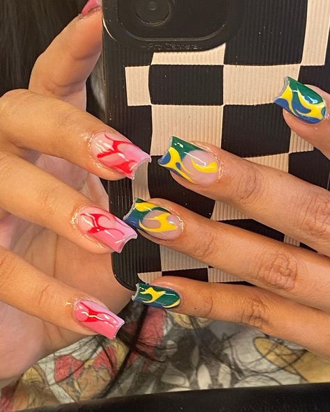 Punk Nails, Aesthetic Nails, Edgy Nails, Nails Only, Short Acrylic Nails Designs, Girls Nails, Dream Nails, Fire Nails, Coffin Nails Designs