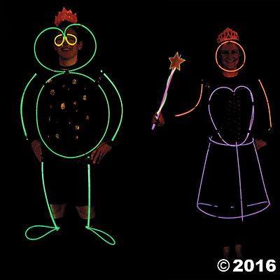 Glowstick Costume, Glow Glasses, Stick Figure Costume, Glow Costume, Paint Cardboard, Neon Lights Party, Glowing Glasses, Light Up Costumes, Decorating With Sticks