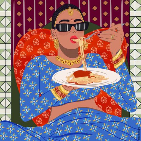 Modern Indian Art, Indian Illustration, South Asian Art, Illustration Art Girl, Indian Folk Art, Square Art, Girly Art Illustrations, Indian Aesthetic, Indian Art Paintings