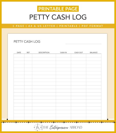 Petty Cash Log Bookkeeping Cash Flow Money Management | Etsy Petty Cash Log, Accounting Ledger, Learn Accounting, Bookkeeping Business, Accounts Payable, Accounts Receivable, Small Business Accounting, Business Planner, Letter I