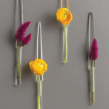 Hanging Test Tube Vase I am so making these !!!!!~SB Wall Vase Decor, Test Tube Vase, Glass Vase Decor, Paper Vase, Hanging Vases, Test Tubes, Vase Crafts, Pink Vase, Science Gifts