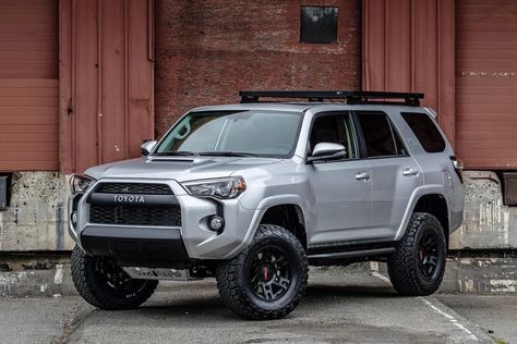 Latest build! 2018 Toyota 4Runner TRD Off Road in Silver Sky Metallic. Similar to our last “Black Panther” build. @GreenlaneOffroad was a… Toyota 4runner Trd Off Road, Lifted 4runner, Toyota Forerunner, Toyota Four Runner, Tacoma Wheels, Toyota Runner, 2017 Toyota 4runner, Four Runner, 4runner Mods