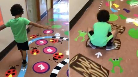 A special education teacher designed a sensory path that went viral. See how it works. Sensory Classroom, Sensory Pathways, Sensory Path, School Hallways, Sensory Rooms, Movement Activities, Sensory Room, Teacher Design, Kids Focus