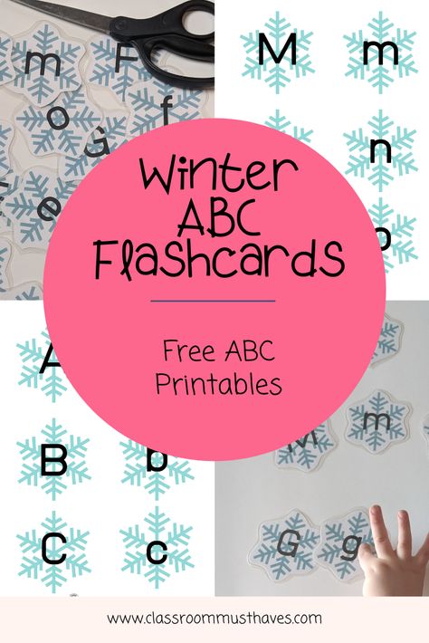 FREE Winter Snowflake Flashcards www.classroommusthaves.com Classroom Must Haves, Abc Flashcards, Abc Printables, Abc Activities, Snowflake Cards, Upper And Lowercase Letters, Primary Classroom, Winter Snowflakes, Learning Letters