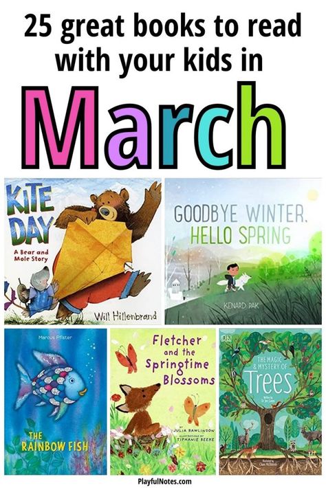 Discover a list of 25 great books to read with your kids in March! It includes children's books about spring, rainbow books, Easter books for kids, and more! Spring Books For Kindergarten, March Books For Kids, Spring Read Alouds Kindergarten, Spring Books For Kids, Spring Books For Preschool, March Read Alouds, Books About Flowers, Spring Read Alouds, Books About Spring