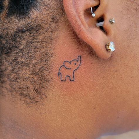 Elephant Behind Ear Tattoo, Save Me Tattoo, Behind The Ear Tattoos, Cute Animal Tattoos, Behind Ear Tattoos, Elephant Tattoo Design, Ear Tattoos, Finger Tattoo Designs, Finger Tattoo