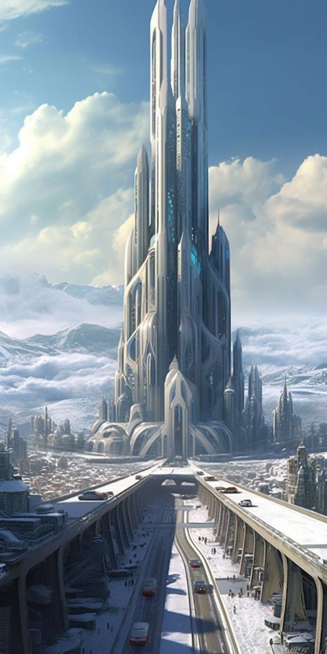 Future Building Concept, Sci Fi Castle, Future City Art, Futuristic Castle, Future City Concept, Future Civilization, Sci Fi Planet, Slavic Style, Futuristic Cities