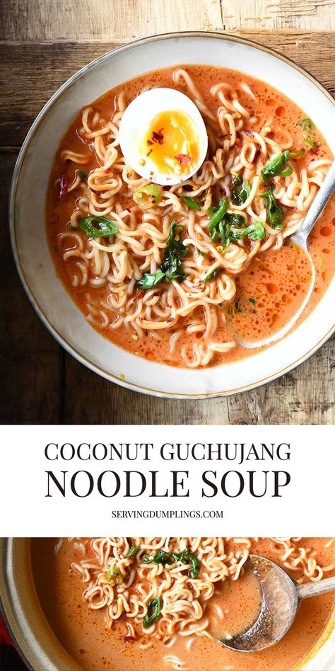 Gochujang Recipe, Soup Paleo, Dumplings For Soup, Asian Soup, Quick Cooking, Ramen Noodles, Noodle Soup, Grocery List, Food Waste