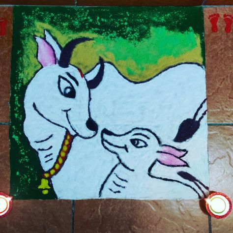 #rangoli #vaghbaras #dhanteras #diwali2021 Goverdhan Pooja Rangoli, Cow Rangoli Designs Diwali, Vaghbaras Rangoli Simple, Vasu Baras Rangoli Simple, Wagh Baras Rangoli, Cow Rangoli Designs, Vasubaras Rangoli Design, Vaghbaras Rangoli, Bhaidooj Rangoli Design