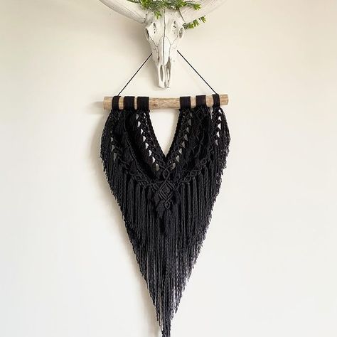 Mandala Star *AVAILABLE* Goth Wings, Crow Wings, Black Macrame Wall Hanging, Wall Macrame, Raven Wings, Fiber Wall Hanging, Wing Wall, Yarn Wall Art, Black Macrame