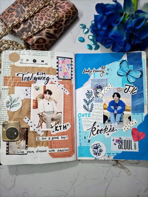 Taehyung Journal Ideas Aesthetic, Bts V Journal Ideas, V Journal Ideas, Enhypen Scrapbook Ideas, Dairy Making Ideas Craft, Bts Card Ideas, Bts Journal Ideas Without Pictures, Jungkook Journal Ideas, Bts Journal Ideas Aesthetic