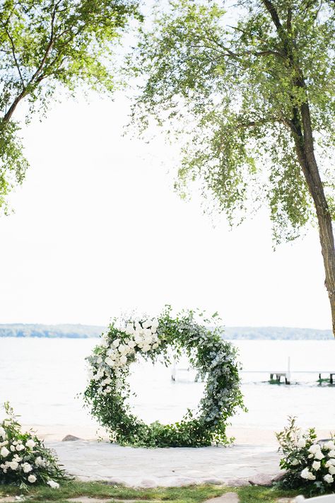 A Homespun Romance Comes to Life in This Lake Geneva Wedding | Wisconsin Bride Wisconsin Lake Wedding, Lake Geneva Wisconsin Wedding, Lake House Backyard, Lake Geneva Wedding, Bhldn Bridesmaid, Lake Geneva Wisconsin, Day At The Lake, Smallest Wedding Venue, Ethereal Wedding