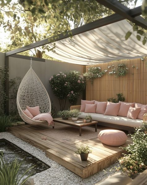 Patio Decorating Ideas Small Space, Modern Backyard Ideas On A Budget, Outdoor Entertaining Area Small, Simple Outdoor Seating Area, Cozy Small Backyard, Amazing Outdoor Spaces, Outdoor Furniture Ideas For Small Spaces, Mini Garden Ideas Small Spaces Outdoor, Outdoor Pool Area Ideas On A Budget