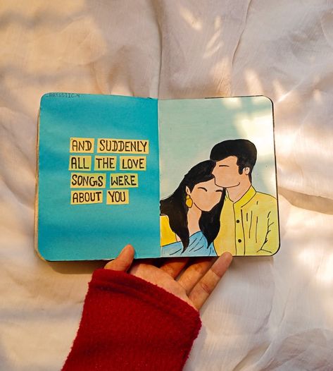 What To Write In A Journal For Boyfriend, Art Journal For Couple, Things To Draw Boyfriend, Sketch Book For Boyfriend, Couple Diary Ideas Creative, Scratchbook Ideas Boyfriend, Things To Do On Anniversary, Sketchbook Ideas For Boyfriend, For Him Drawings