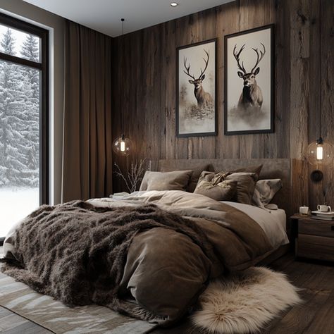 How to Achieve a Rustic Modern Mountain-Themed Bedroom Design – FAYA Interior Design Mountain House Bedroom Decor, Mountain Guest Bedroom, Mountain Style Bedroom, Mountain Cabin Interior Design, Mountain Home Interiors Cozy Cabin, Rustic Cabin Bedroom Decor, Mountain Modern Bedroom, Rustic Mountain Homes Interior, Cabin Bedroom Aesthetic