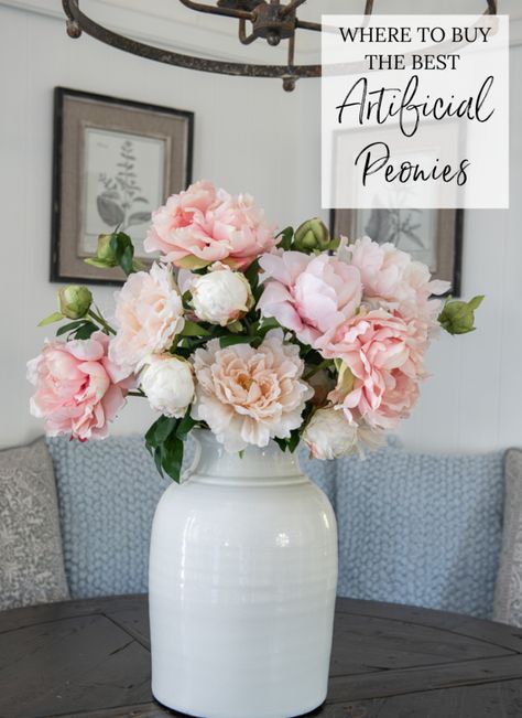 Peony Bedroom Decor, Peony Arrangements, Farmhouse Florals, Sanctuary Home Decor, Sanctuary Home, Peony Arrangement, Floral Styling, Spring Flower Arrangements, Spring Decorating