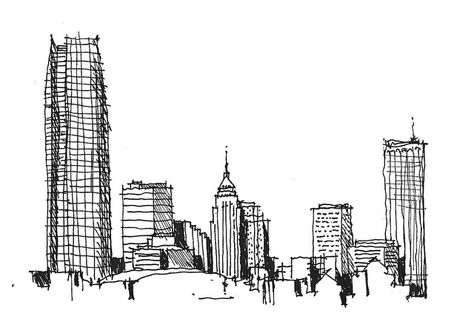 Downtown Oklahoma City | Flickr - Photo Sharing! Okc Skyline, Intaglio Print, Downtown Okc, Skyline Tattoo, Skyline Drawing, Downtown Oklahoma City, City Downtown, Drawing Architecture, Architectural Sketch