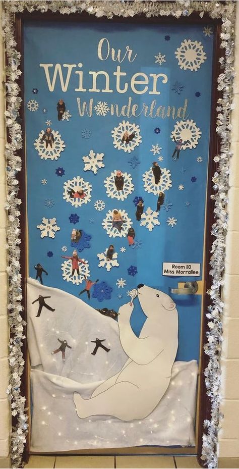 Polar Bear Christmas Door Decorations, Classroom Door January, Hanging Crafts For Kids Classroom, Frosty The Snowman Decorations Diy, Christmas Door Decorations For School Contest Winter Wonderland, Christmas Board Decoration Ideas For School, Winter Theme Classroom Door, January Door Ideas For Classroom, Hanging Crafts For Kids