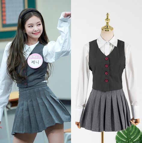 Jennie School Uniform, Jennie School, Rose Mary, High Waist Pleated Skirt, Mini Pleated Skirt, Dress Sets, High Waisted Pleated Skirt, School Dresses, Autumn Clothes