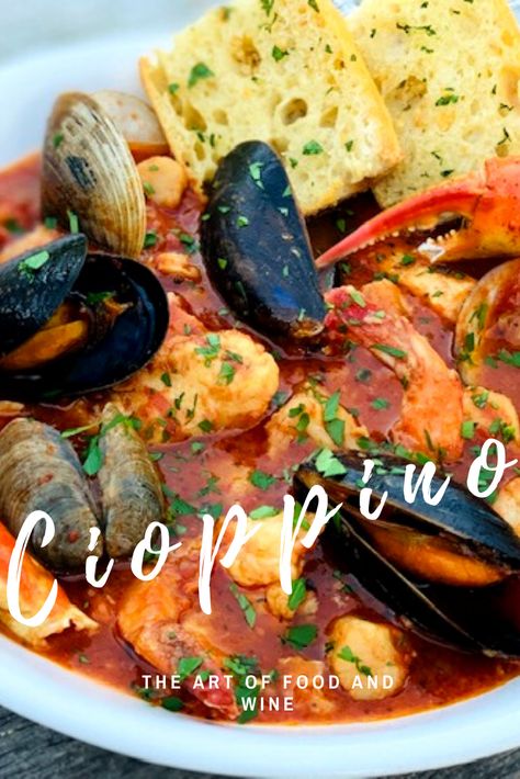 Rich and flavorful Cioppino Seafood Soup is a classic. Ours is a traditional San Francisco style recipe. Chocked full of fresh seafood! Step by step recipe on our website. #cioppino #seafoodstew #stew #cioppinorecipe #stewrecipe #sanfrancisco #dinner #dinnerrecipes #dinnersforacrowd #seafoodrecipe #mixedseafood Italian Seafood Soup, Chiopino Recipe, Chapino Recipe, Chopino Recipe, Fall Seafood Dinner Ideas, Ciapinno Recipe, Seafood Stock Recipes, Cioppino Recipe Italian, Cioppino Recipe San Francisco