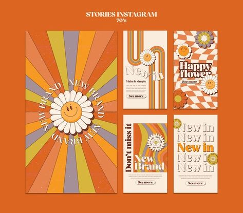 Retro Brochure, 70s Design Graphic, Logo Design Presentation, 70s Aesthetic, Booklet Design, Brand Concept, Instagram Story Template, Free Psd, Instagram Aesthetic